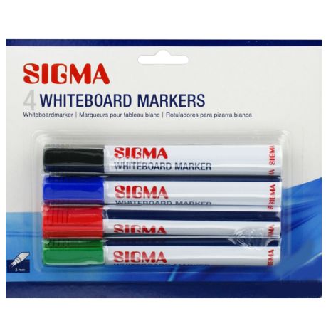 Sigma Whiteboard, Набор цветных маркеров для доски, 3 мм, 4 шт.
