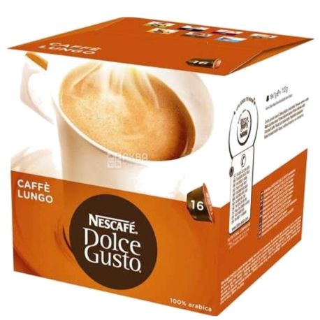 Nescafe Dolce Gusto Lungo, 16 шт., Кава Нескафе Дольче Густо Лунго, середнього обсмаження, в капсулах