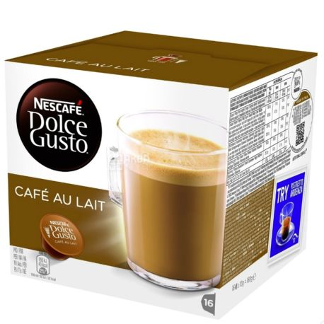 Nescafe Dolce Gusto Cafе Au Lait, 16 шт., Кава Нескафе Дольче Густо Кафе, темного обсмаження, в капсулах