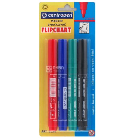 Centropen Flipchart, Набір маркерів Фліпчарт, асорті, 4 шт.