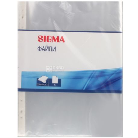Sigma Файли глянцеві, А4, 40 мкм, 100 шт.