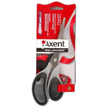 Axent, Stationery scissors, Duoton Soft, 21 cm, Gray-black, m / s