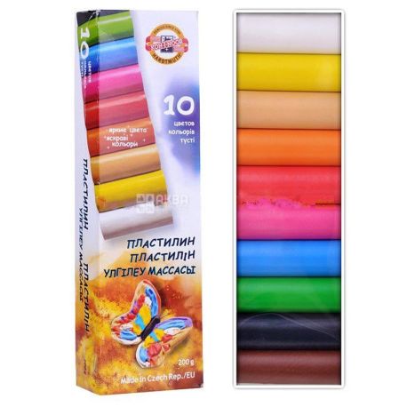 Koh-I-Noor, Plasticine, 10 colors, 200 g, cardboard
