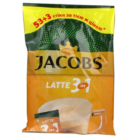 Jacobs 3in1 Latte, Instant coffee in sticks, 56 pcs. on 13 g