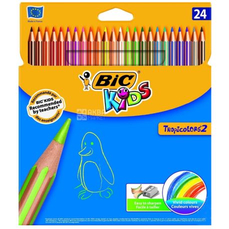 Bic Kids Tropicolors, Colored pencils, pack of 24 pcs., Cardboard