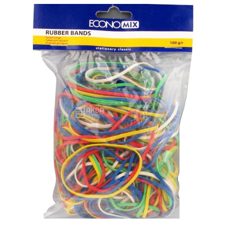 Economix Elastic bands, 100g, color assorted, package