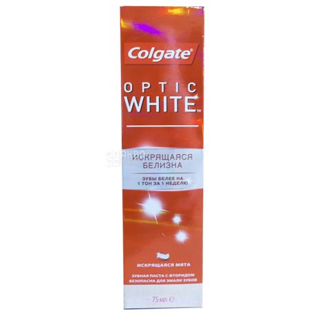 Colgate, 75 ml, zoubnaia paste, Optic White, Iskrytastyaya mula, tubus