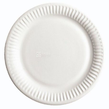EkoPak, Laminated white plate, 230 mm, 50 pcs, Plastic bag