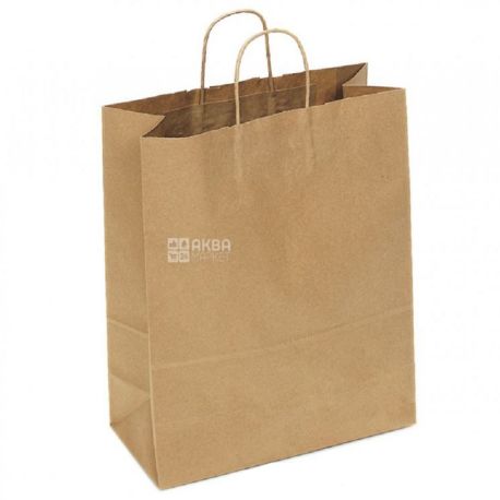 EkoPak, Kraft bag with handle, 250x140x350, 10 pcs, plastic bag