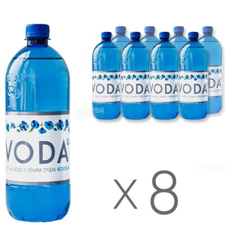 VODA UА, 1 л, Упаковка 8 шт., Вода негазированная, ПЭТ