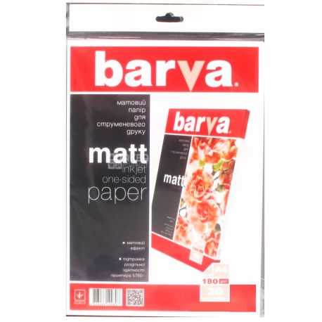 Barva Matte, Photo Paper, A4, 180 g / m2, 20 sheets