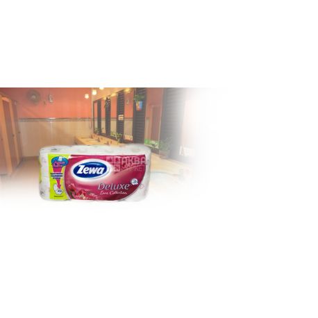 Zewa Deluxe, 8 рулонов, туалетная бумага, Love Collection, м/у