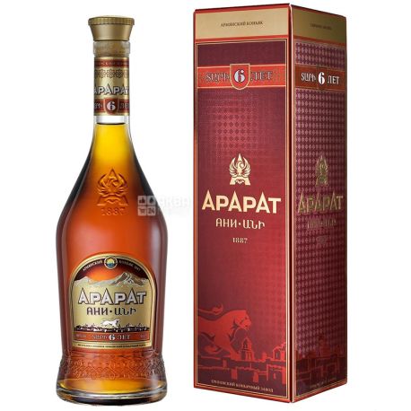 Ararat Ани коньяк 6 лет выдержки, 0,5 л , стеклянная бутылка, подарочная коробка