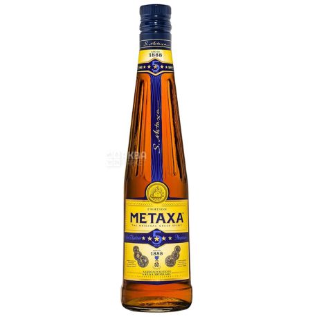 Metaxa 5 Star, Brandy, 0.5 L, Glass Bottle