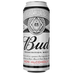 Bud Prohibition Brew, 0,5 л, Бад, Пиво безалкогольное, ж/б