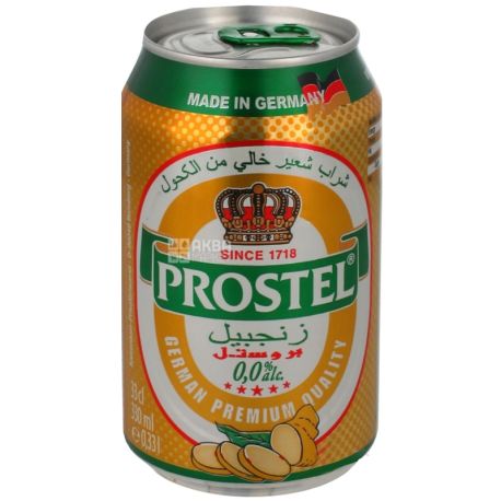 Prostel Ginger, пиво безалкогольное фруктовое, 0,33 л, ж/б