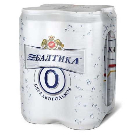 Baltika №0, Мультипак, 4 х 0,5 л, Балтика, Пиво безалкогольное, ж/б