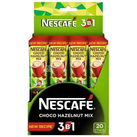 Nescafe 3 в 1 Choco Hazelnut Mix, 20 шт. х 13 г, Кофейный напиток Нескафе Чоко Хейзелнат Микс, в стиках 