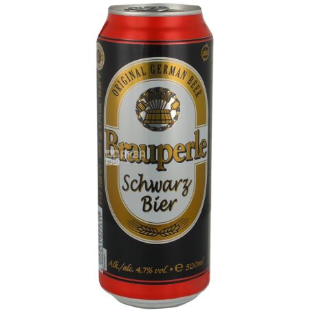 Brauperle Schwarzbier, 0,5 л, Брауперл, Пиво темне, ж/б