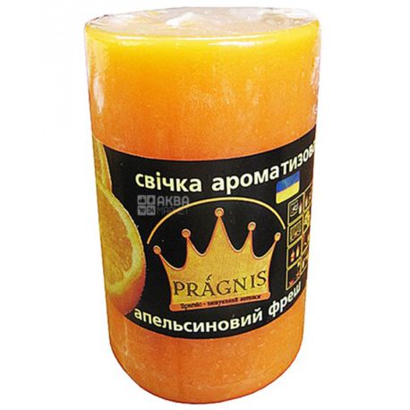 Pragnis, Свеча ароматизированная, Апельсиновый фреш, 5,5 х 8 см