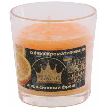 Pragnis, Свічка у склянці ароматизована, Апельсиновий фреш, 65х83 мм