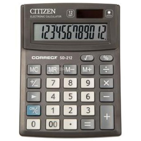 Citizen SD-212, Калькулятор настольный, 103х138х24 мм