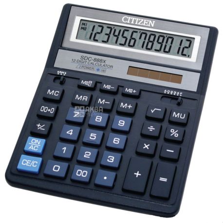 Citizen Calculator, Desktop Electronic, 12 digit, SDC-888 XBL