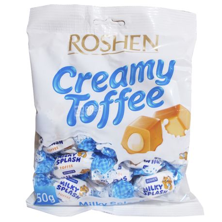 Roshen Milky Splash, Конфеты ирис с молочной начинкой, 150 г, м/у