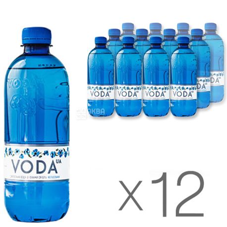 VODA UА, 0,5 л, Упаковка 12 шт., Вода ЮА, Вода негазированная, ПЭТ