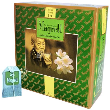 Magrett, 100 шт., чай, зеленый, Green Jasmin, картон