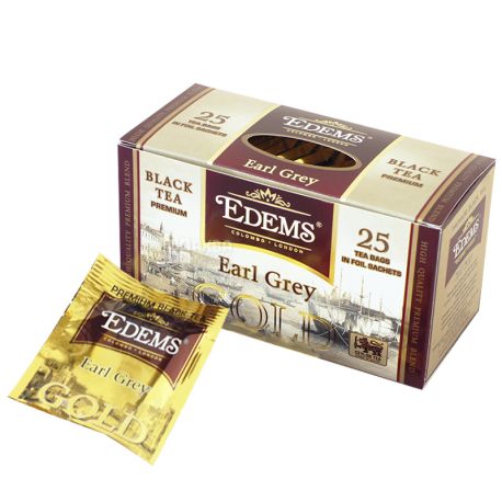 Edems, Earl Grey Gold, 25 пак., Чай Едемс, Ерл Грей, чорний з бергамотом
