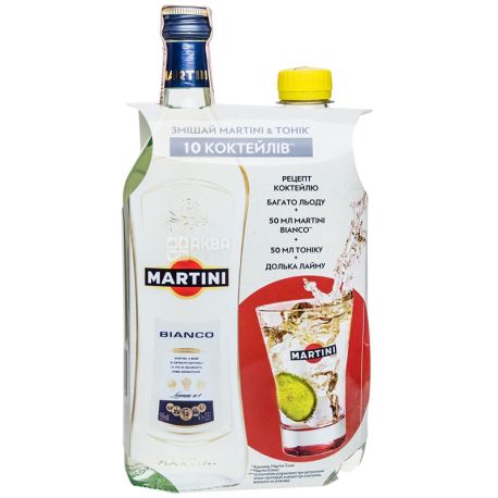 Martini Bianco, Вермут сладкий, 0,5 л + Тоник, 0,5 л