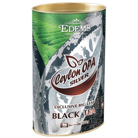 Edems, Ceylon OPA Silver, 100г, Чай Едемс, Сілвер, чорний, крупнолистовой, тубус