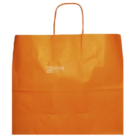 Пакет бумажный с ручками, Оранжевый, 320х130х280 мм