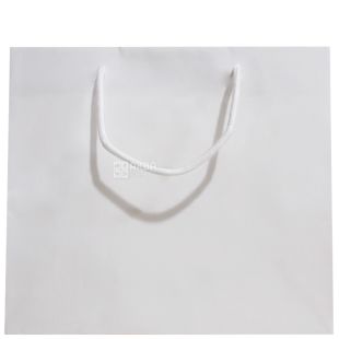 Пакет бумажный с ручками, Ламинированный, Белый, 320х100х270 мм