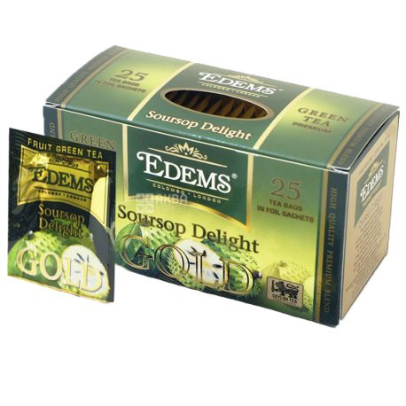 Edems, Soursop Delight Gold, 25 пак., Чай Эдемс, Саусеп, зеленый