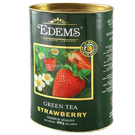 Edems, Strawberry, 100г, Чай Едемс, Полуниця, зелений, тубус