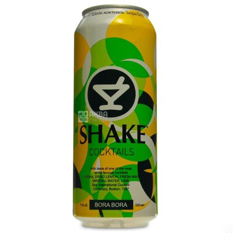 Shake Напій Bora Bora, Слабоалкогольний, 7,0%, 0,5 л, ж/б