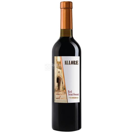 Allore Wine, red semi-sweet, 0.75 L, Glass