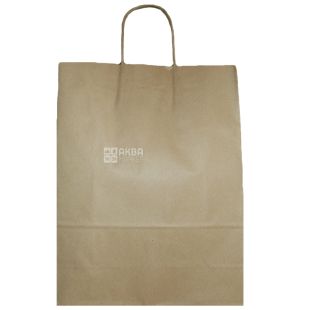 Пакет бумажный с ручками, крафт, 230х100х320 мм