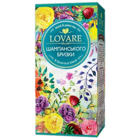 Lovare, 24 пак. х 2 г, Чай Ловара, Бризки шампанського, Суміш чорного і зеленого чаю