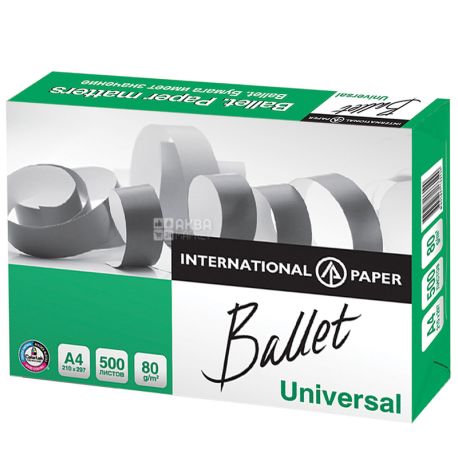 Ballet Universal, A4 white office paper, 80 g / m2, 500 l. * 5 pcs., M / s