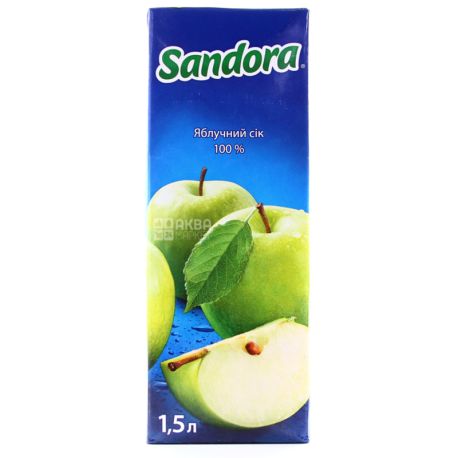 Sandora, Яблочный, 1,5 л, Сандора, Сок натуральный