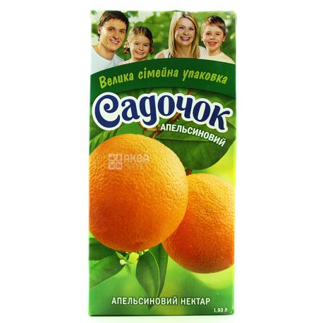 Садочок, Апельсиновий, 1,93 л, Нектар натуральний, з м'якоттю