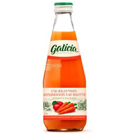 Galicia, Яблочно-морковный, 0,3 л, Галиция, сок натуральный, без добавления сахара 