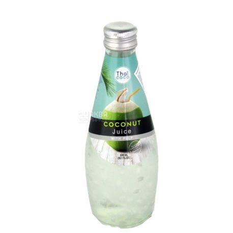 Thai Coco, Coconut juice with pulp, 0,3 л, Тай коко, Кокосовий сік з м'якоттю, скло