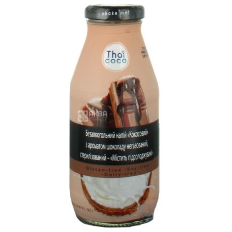 Thai Coco, Кокосовий, 0,28 л, Тай коко, Напій з ароматом шоколаду, негазований, безглютеновий, скло