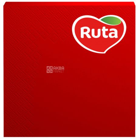 Ruta, 20 шт., Салфетки столовые Рута, 3-х слойные, 33x33 см, красные