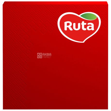 Ruta, 20 шт., Серветки столові Рута, тришарові, 33x33 см, червоні
