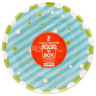 Food in Box, Тарелки бумажные Звезды Ø 23 см, 25 шт.